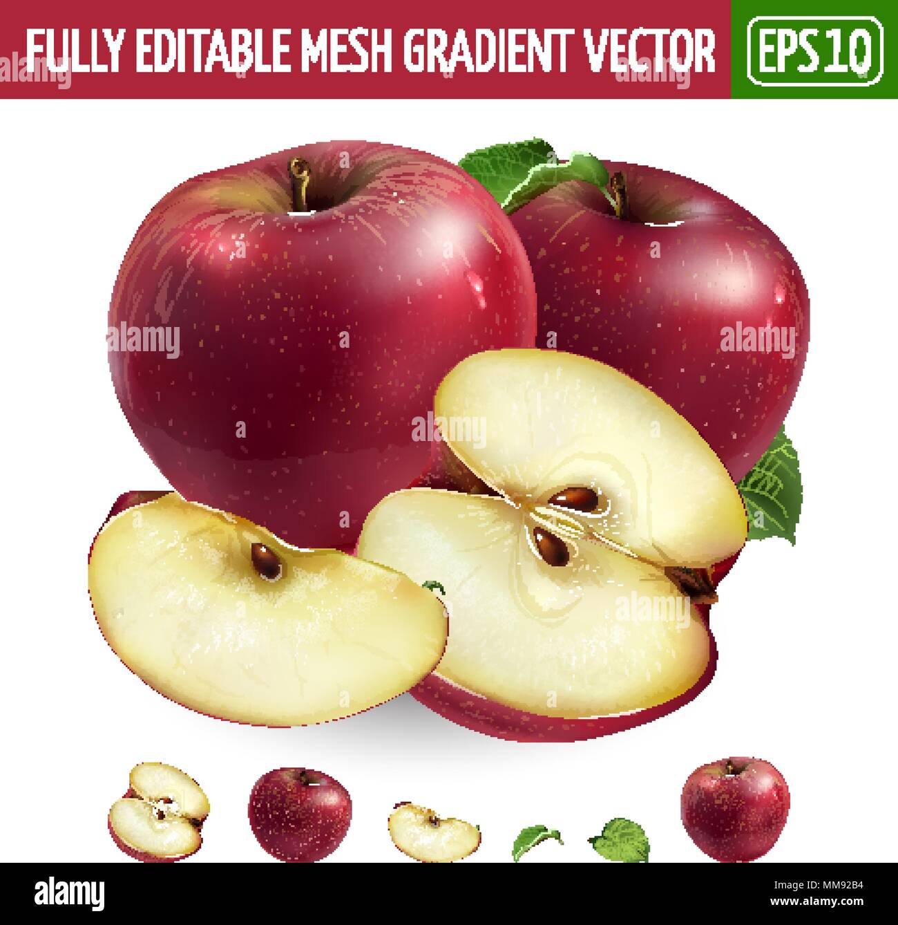 Red apple on white background. Vector illustration Stock Vector