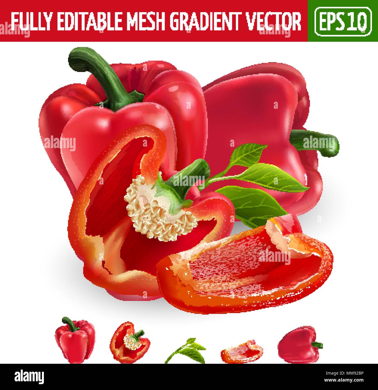 Red pepper on white background. Vector illustration Stock Vector
