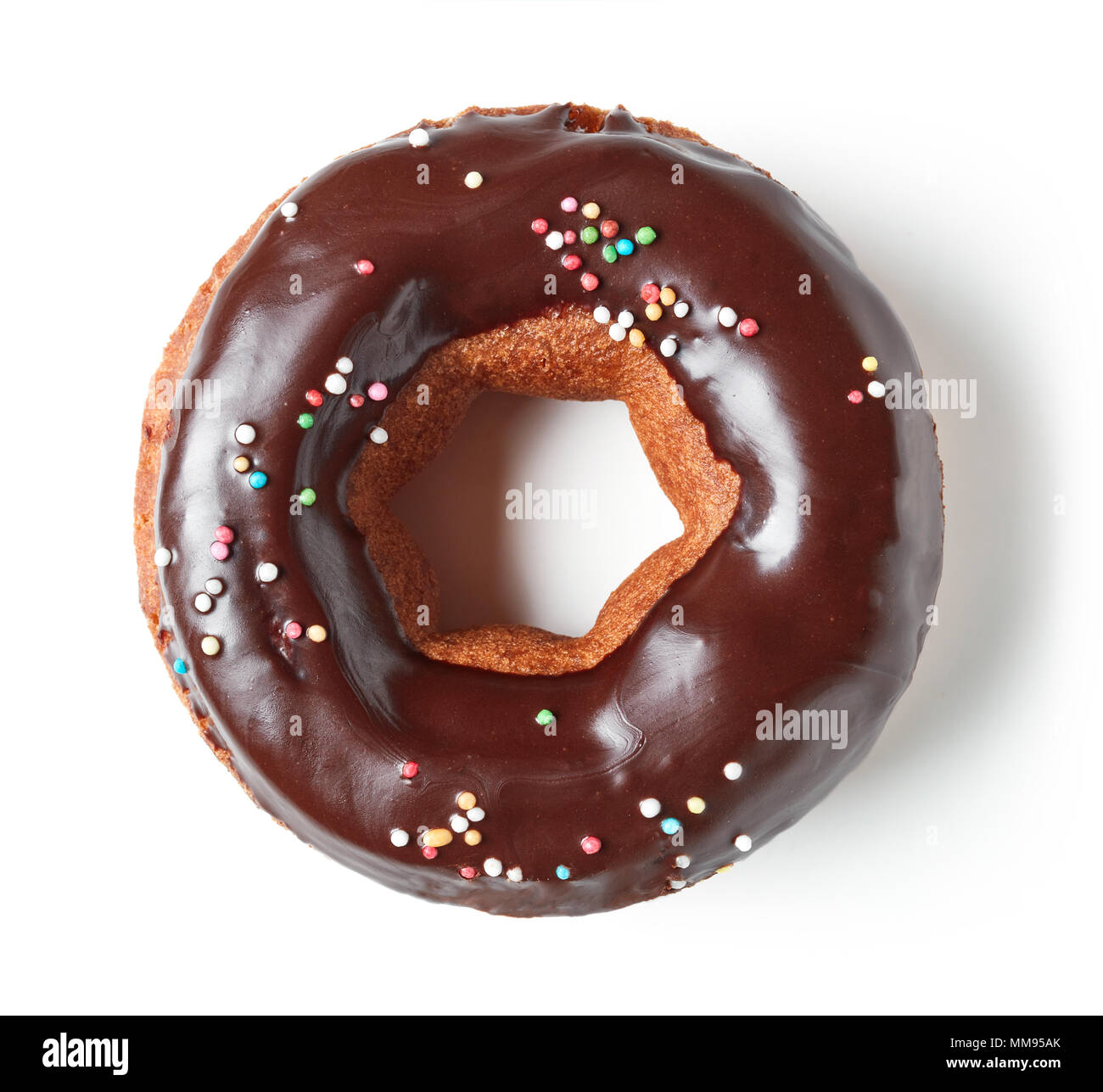 Chocolate donut isolated on white background, top view Stock Photo - Alamy