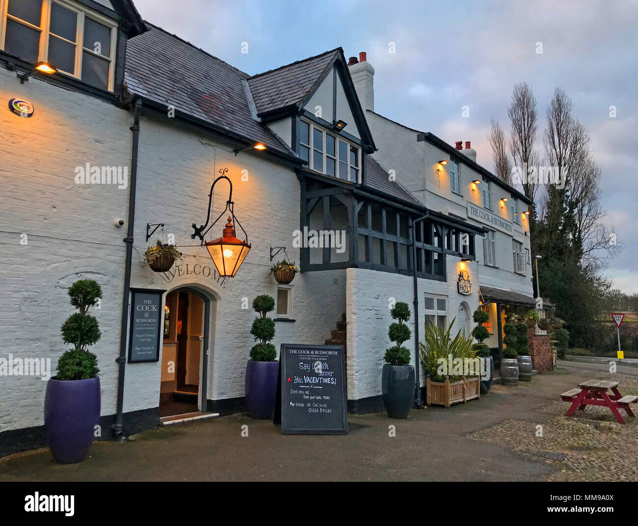 The Cock pub at Budworth,Cock Ln, Northwich, Cheshire,UK , CW9 6HP, UK Stock Photo