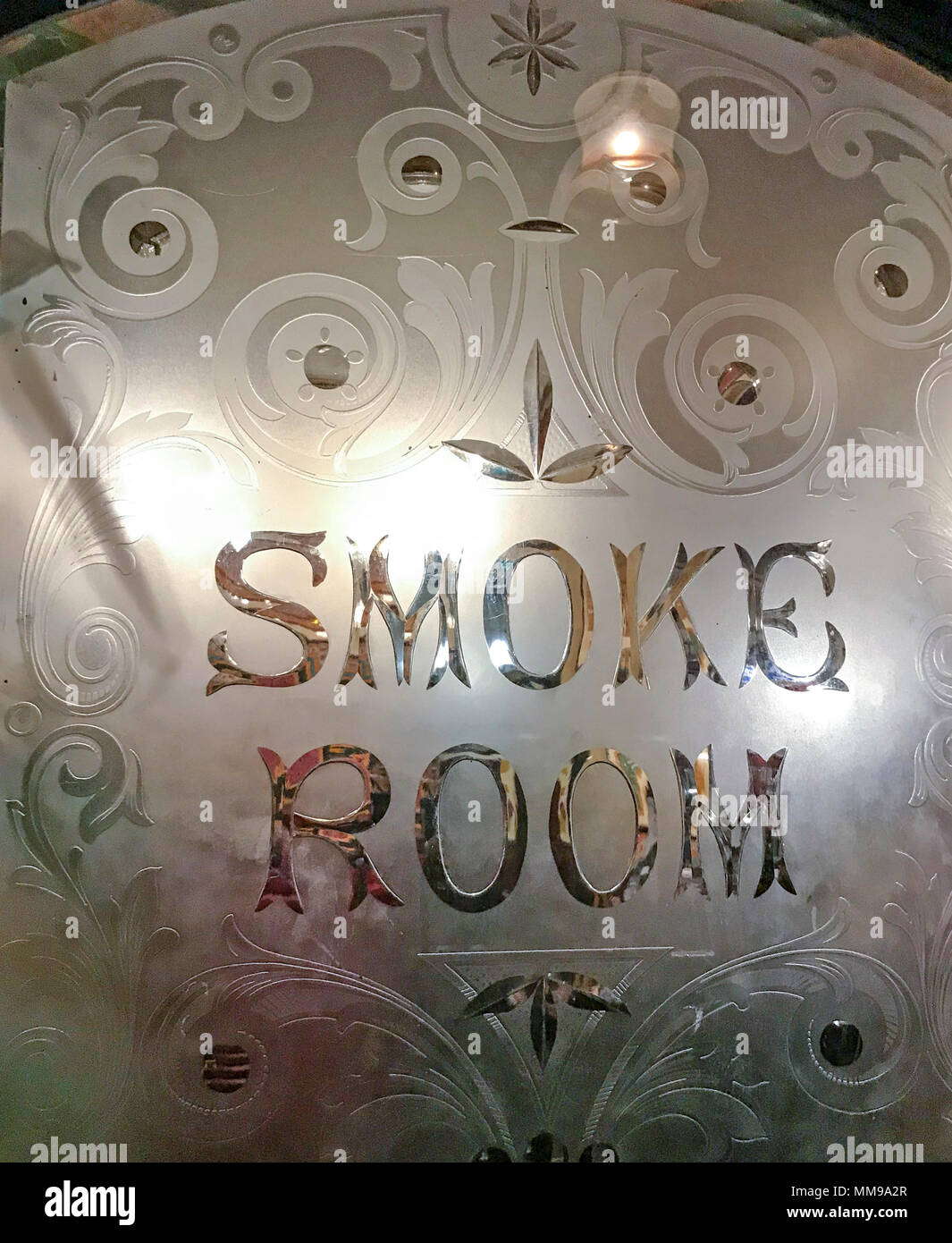 Smoke room door, Bartons Arms, Aston, Birmingham, West Midlands, England, UK, B6 4UP Stock Photo