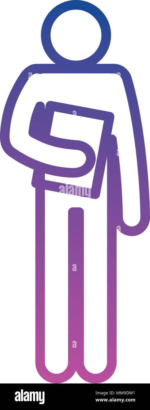 figure human with document silhouette avatar Stock Vector