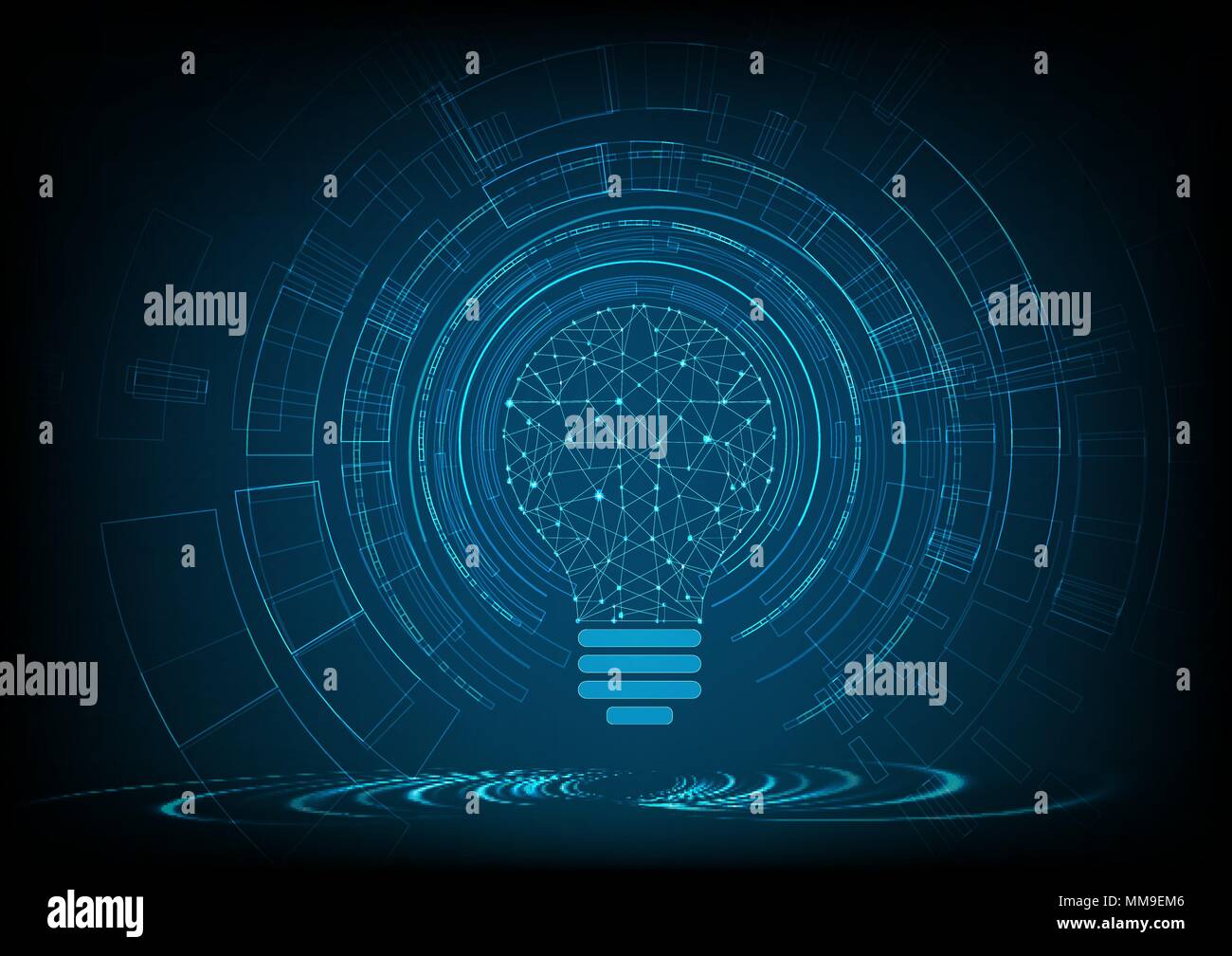 Technology concept. Light bulb polygonal shape of an artificial intelligence . Stock Vector