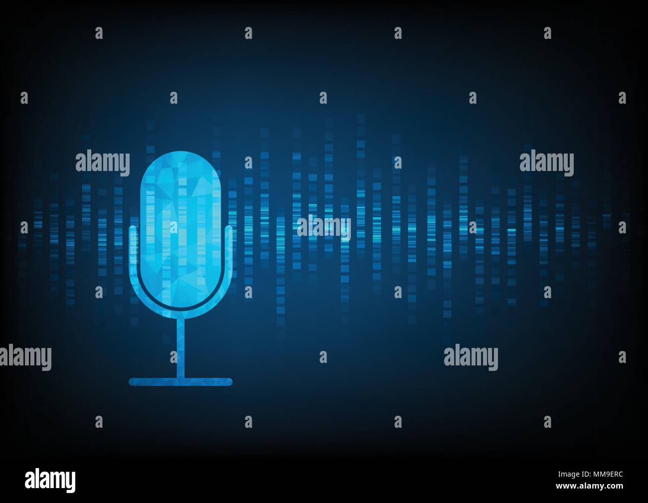 Abstract icon microphone on digital sound wave background Stock Vector ...