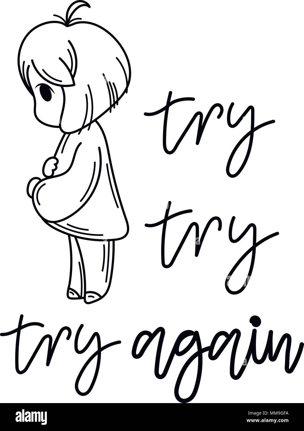 Try again. Cute cartoon kids. Vector and illustration Stock Vector