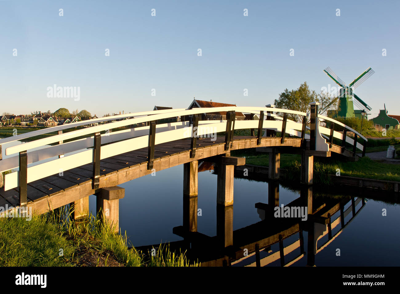 Arch bridge in Zaanse Schans, The Netherlands Stock Photo