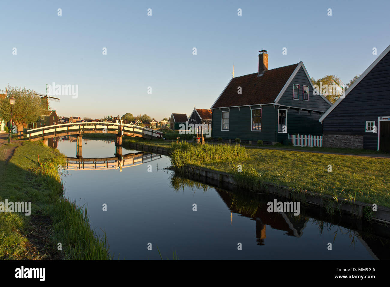 Canal in Zaanse Schans, The Netherlands Stock Photo