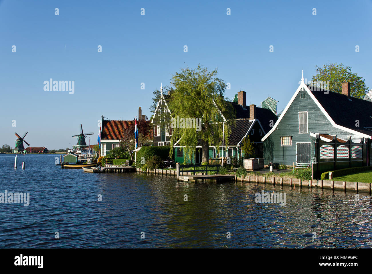 Riverside of Zaanse Schans, The Netherlands Stock Photo