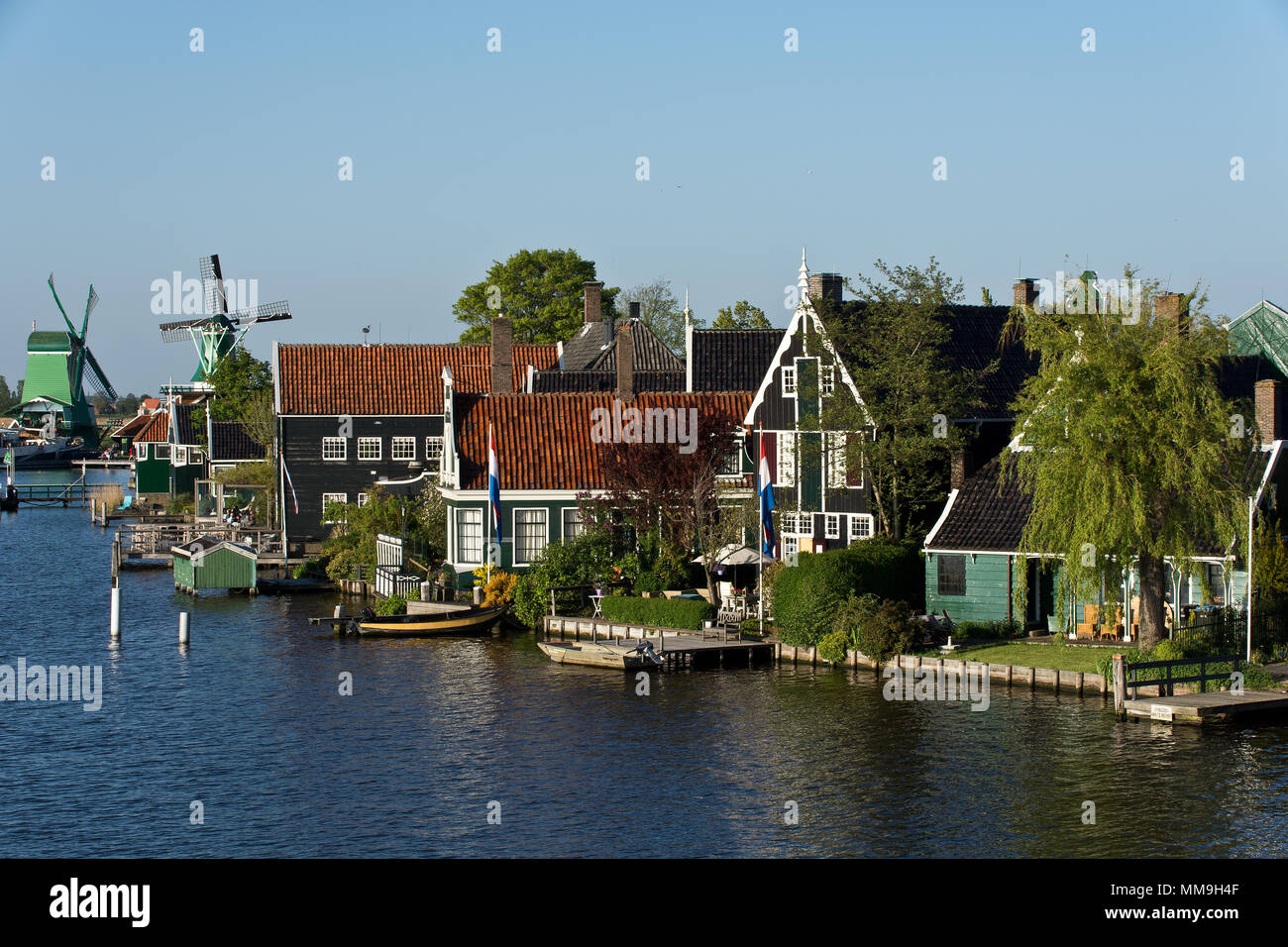 Zaanse Schans photographed from Juliana bridge, The Netherlands Stock Photo