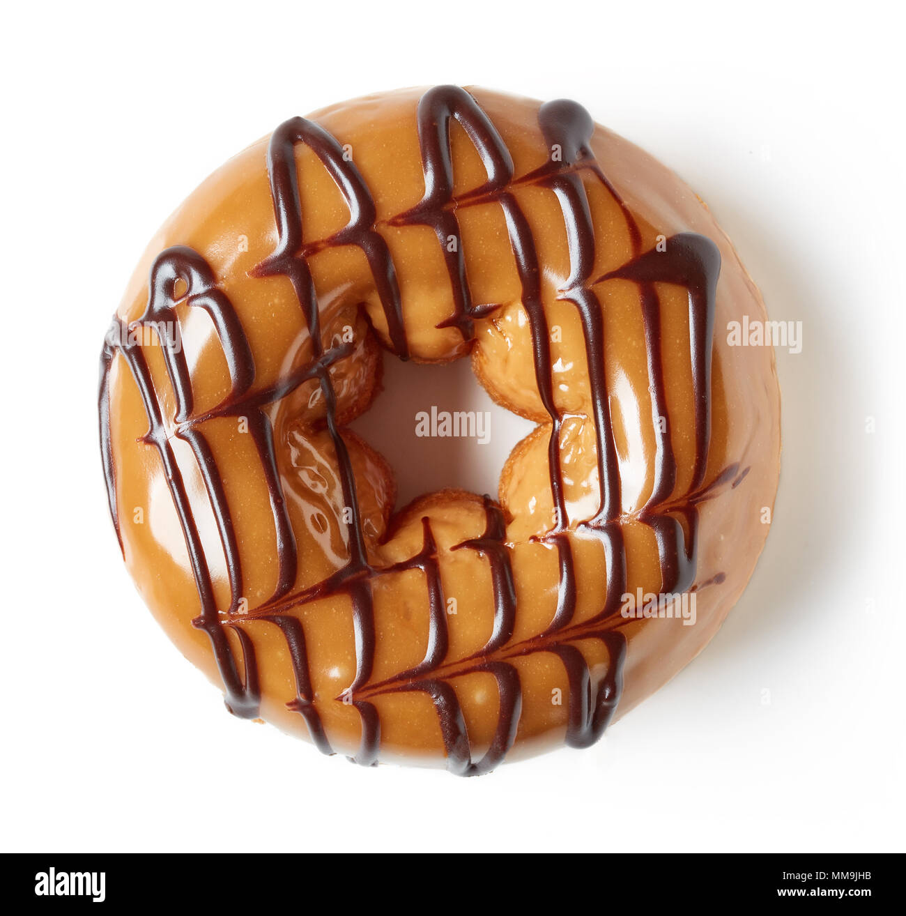 Chocolate donut isolated on white background, top view Stock Photo - Alamy