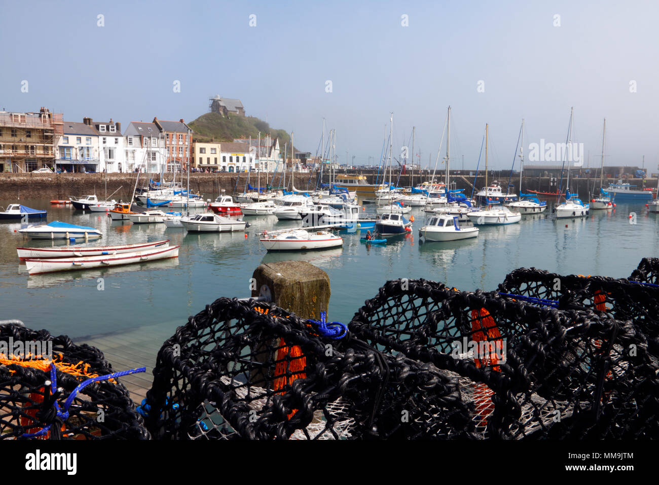 Lobster pots next to the harbour at Devon Stock Photo Alamy