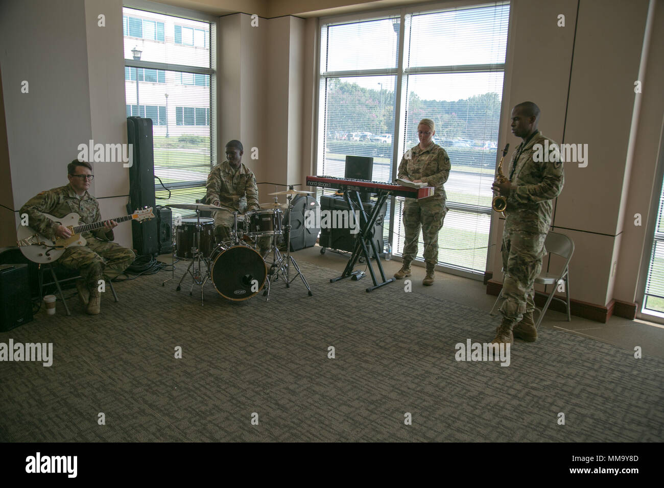 Members of the Army Materiel Command's Band perform during the Hispanic-American Heritage Month Observance Sept. 25, 2017 at Redstone Arsenal, Alabama. The guest speaker for the event was Christine Chavez, granddaughter of labor leader and civil rights activist Cesar Chavez. (U.S. Army photo by Sgt. 1st Class Teddy Wade) Stock Photo