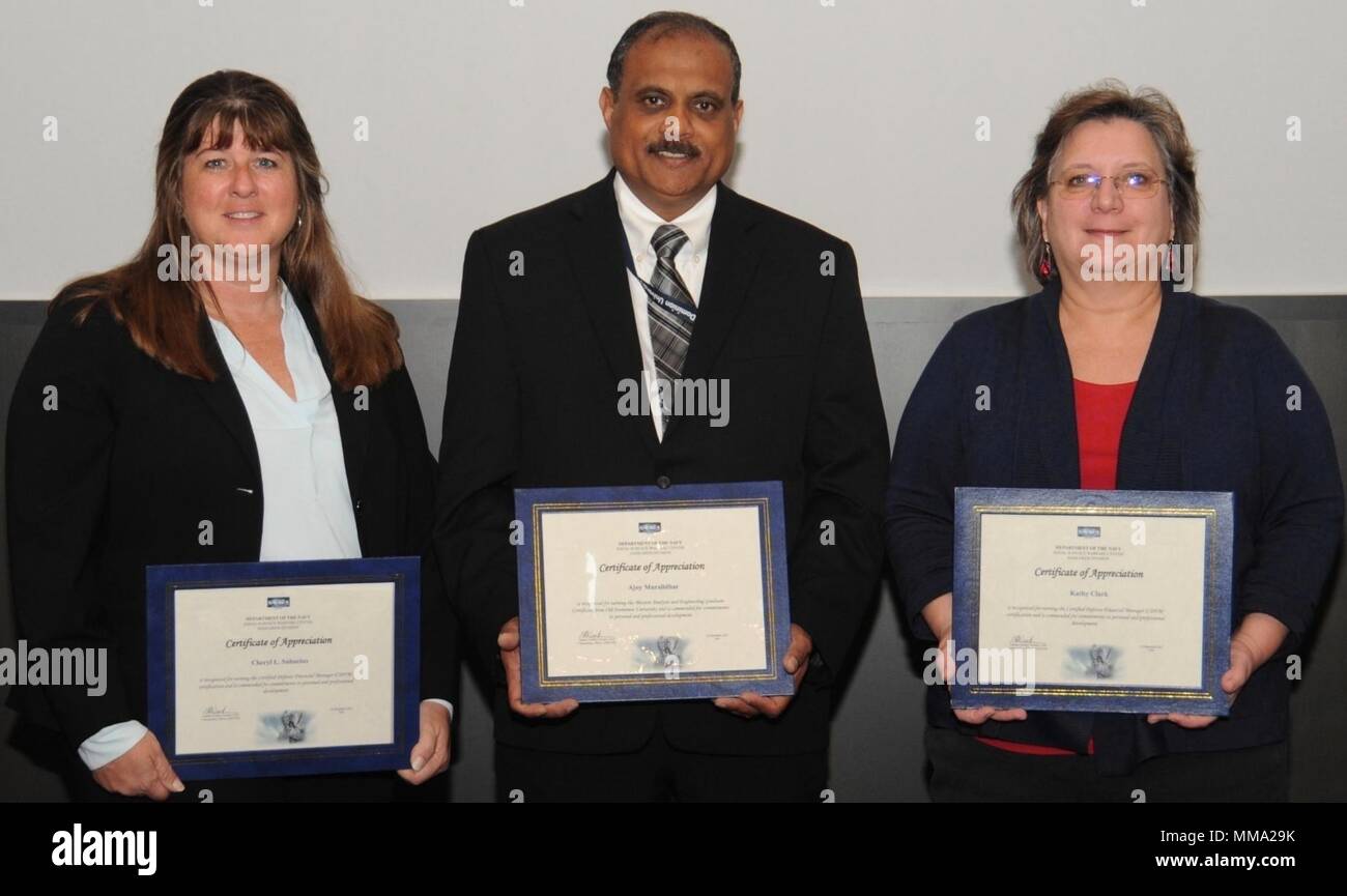 DAHLGREN, Va. Cheryl Subacius, Ajoy Muralidhar, and Kathy Clark, (l