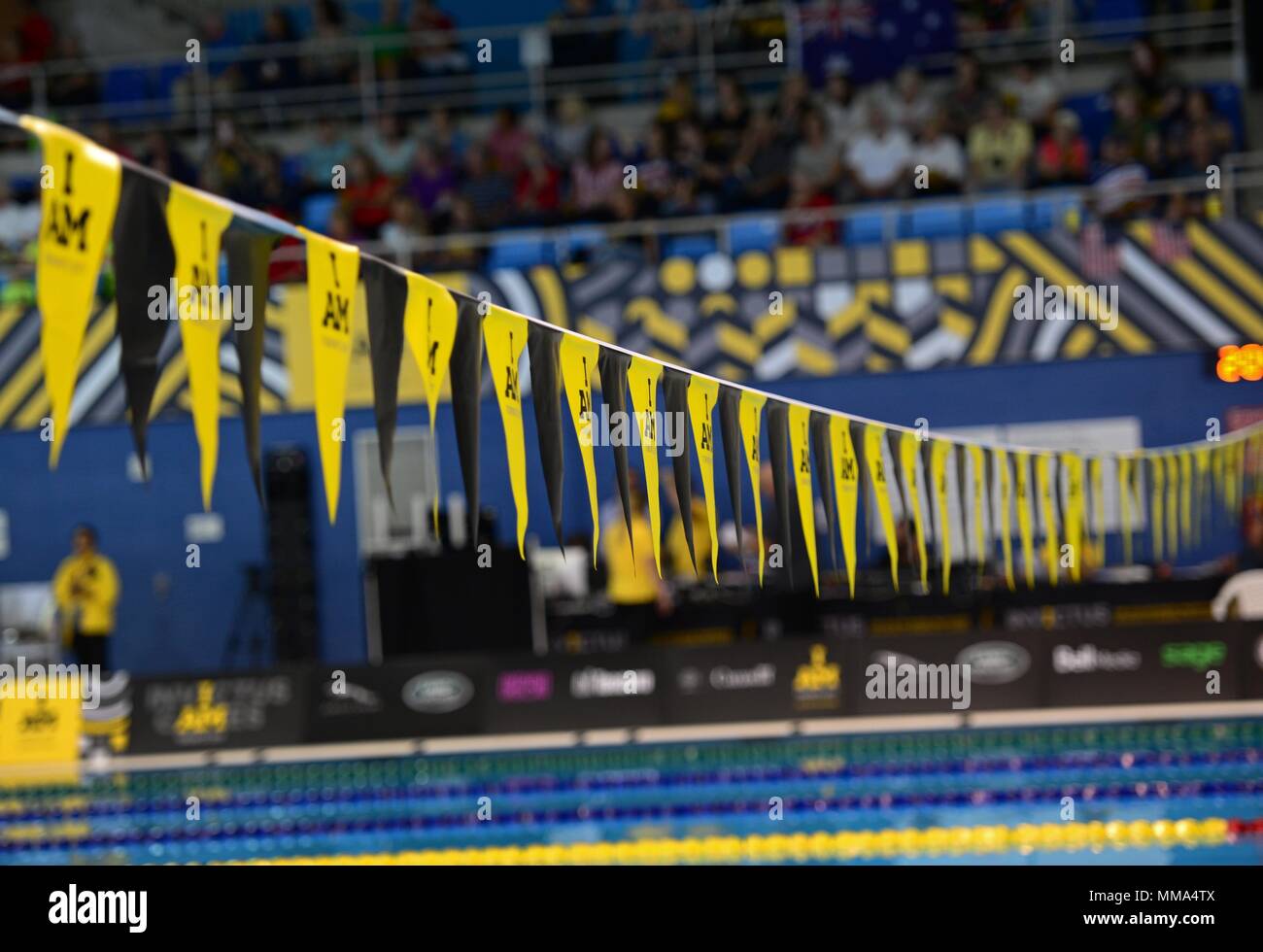 Athletes from 17 nations compete during swimming preliminaries at the 2017 Invictus Games in the Pan Am Sports Centre in Toronto, Canada, Sept. 28, 2017. The Invictus Games were established by Prince Harry of Wales in 2014, and have brought together more than 550 wounded and injured veterans to take part in 12 adaptive sporting events. (U.S. Air Force photo by Staff Sgt. Alexx Pons) Stock Photo