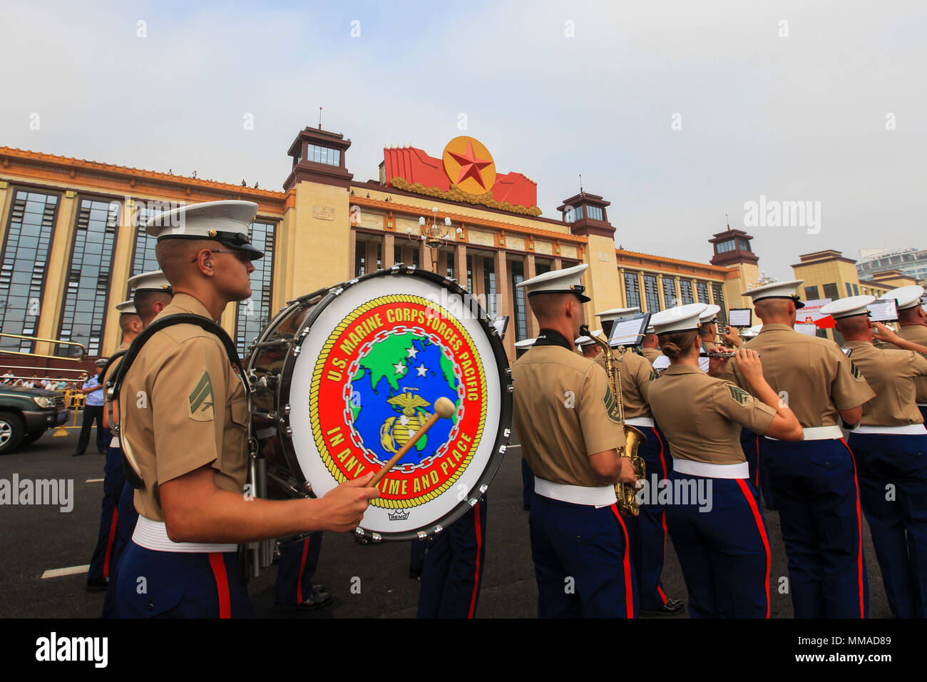 The U S Marine Corps Forces Pacific Band Performs During The Opening