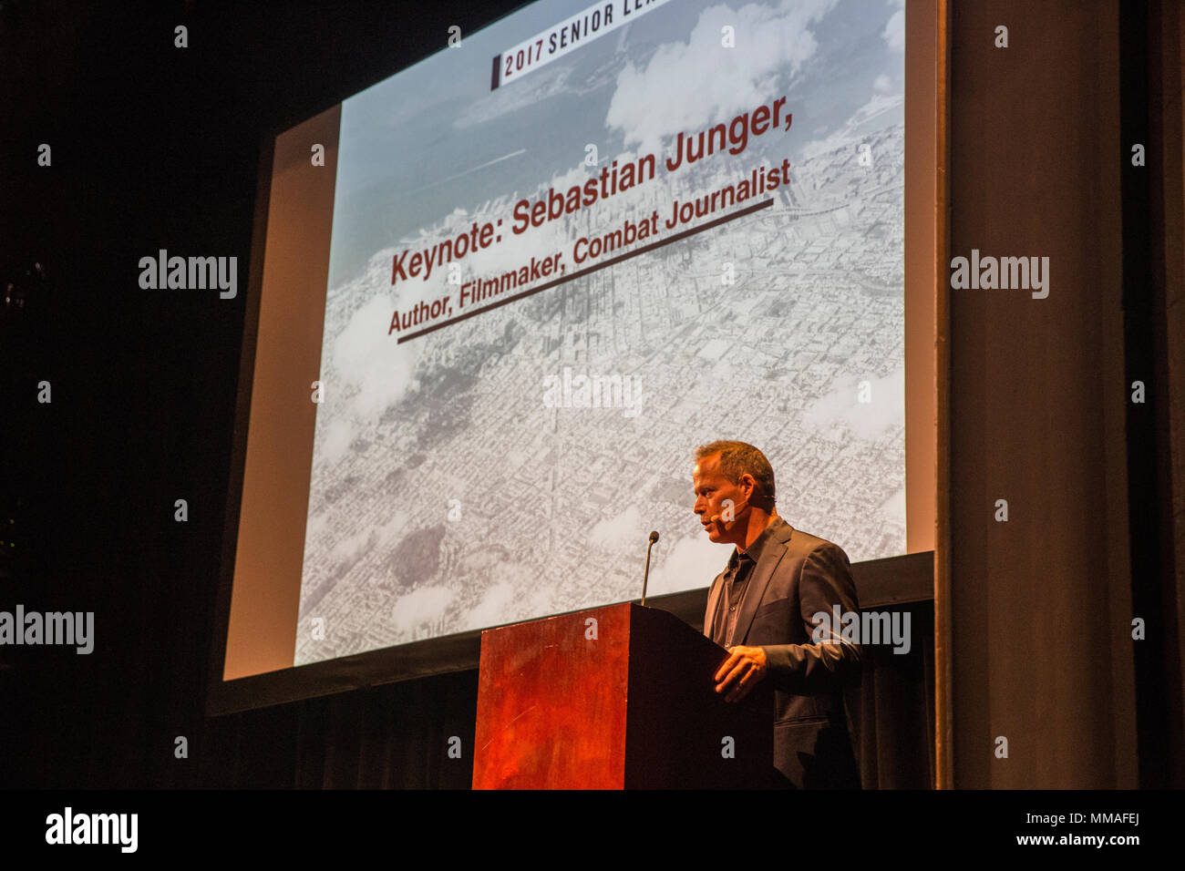 Sebastian Junger An Author Filmmaker And Combat Journalist Introduces The Film Hell On Earth The Fall Of Syria And The Rise Of Isis During The Senior Leaders Seminar At The Marines Memorial