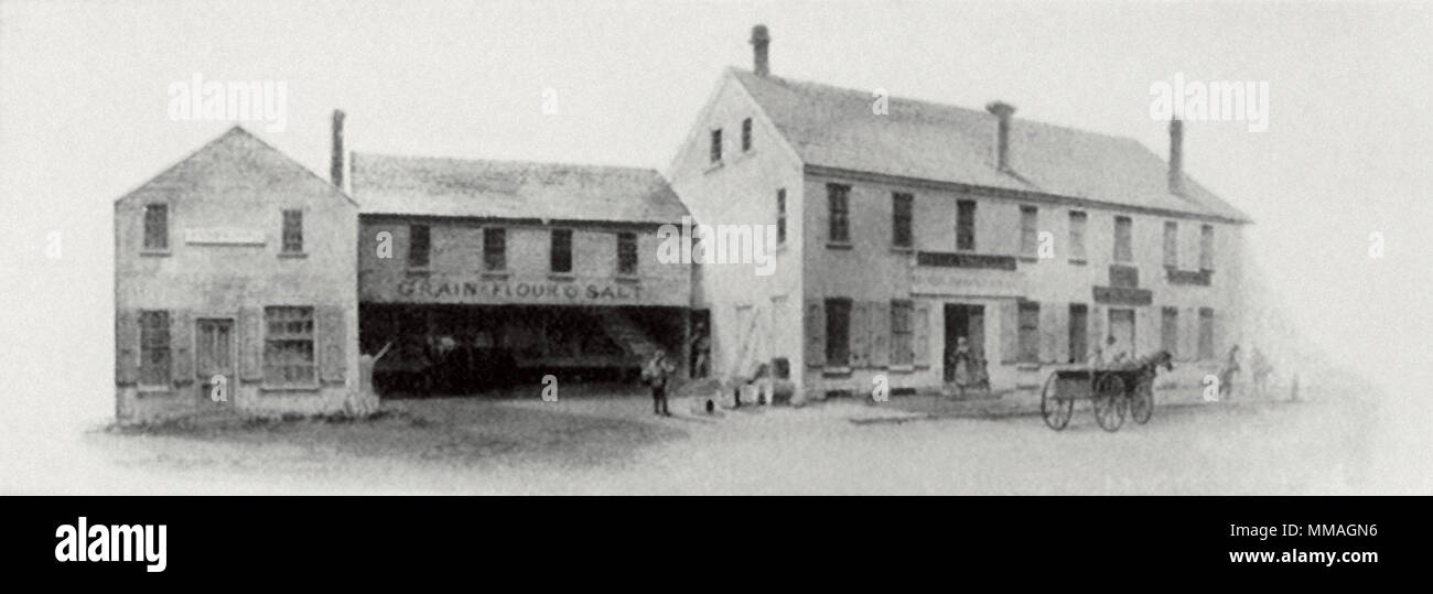 Able Hunt's Store. Watertown. 1860 Stock Photo