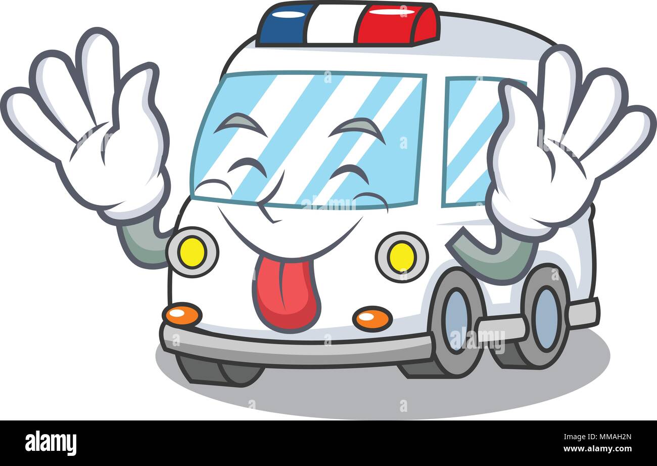 Tongue out ambulance mascot cartoon style Stock Vector Image & Art - Alamy
