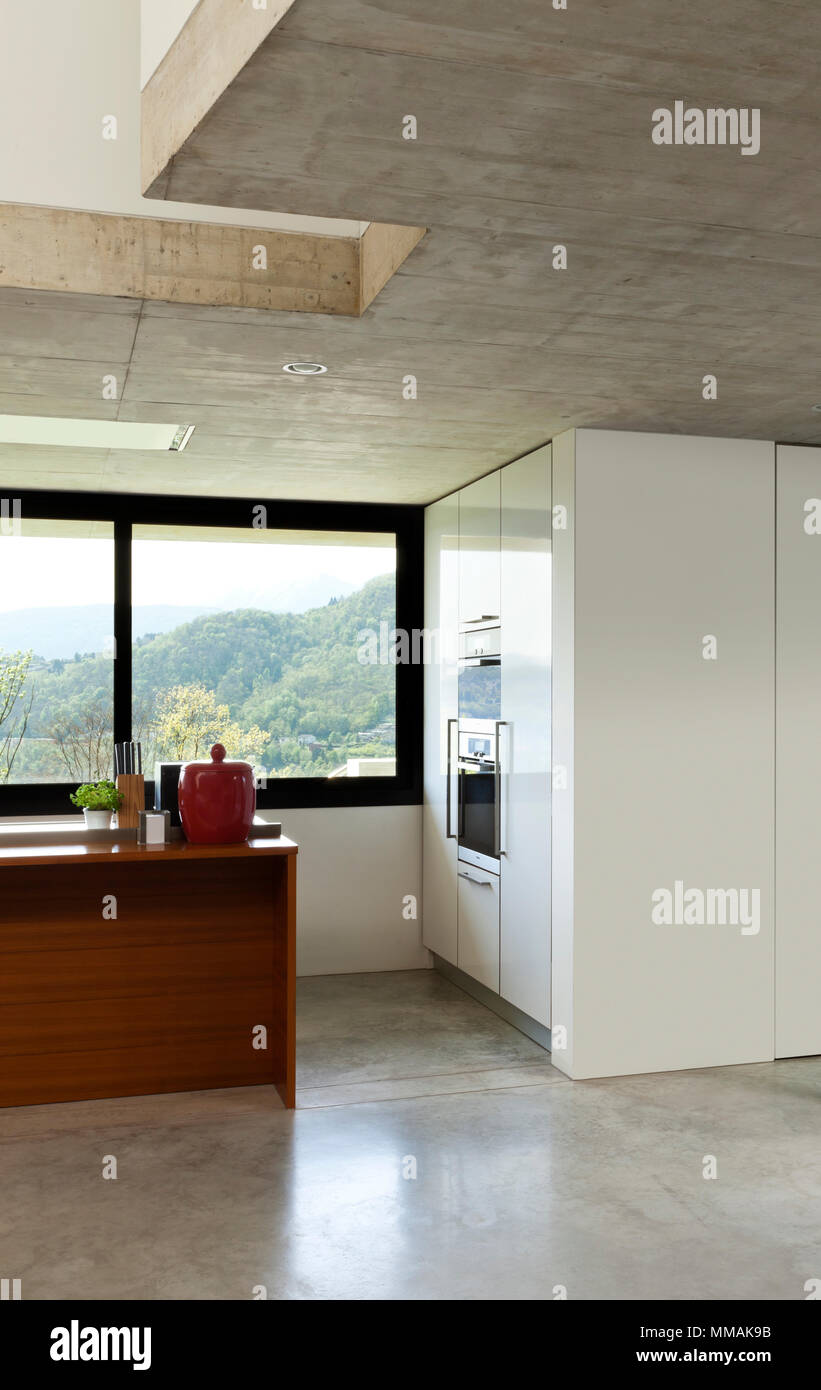 interior beautiful modern house in cement, detail kitchen Stock Photo ...