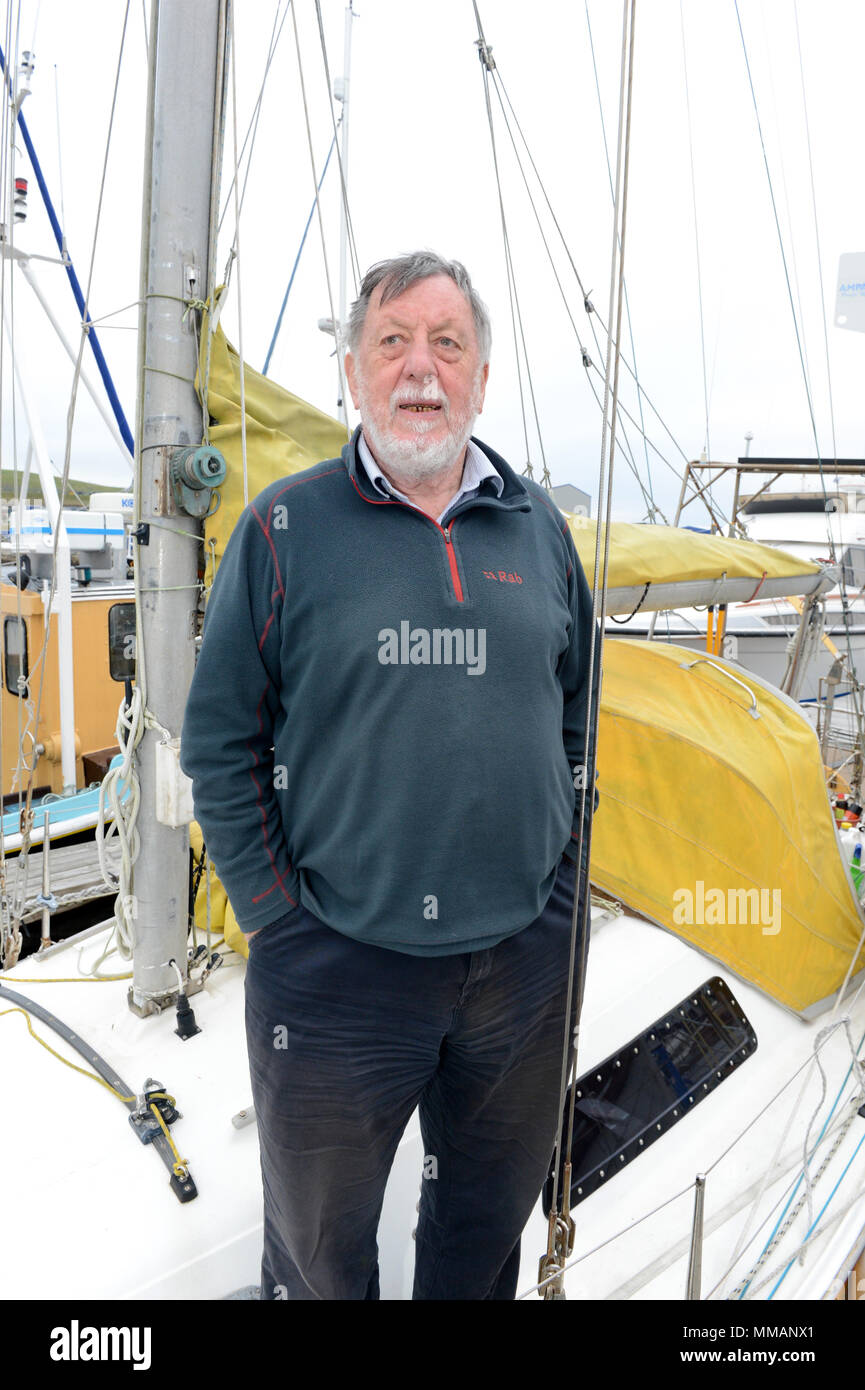 Julian Mustoe sailor and adventurer aboard his boat Harrier of Down that he lost in the north sea in a gale in 2015 Stock Photo