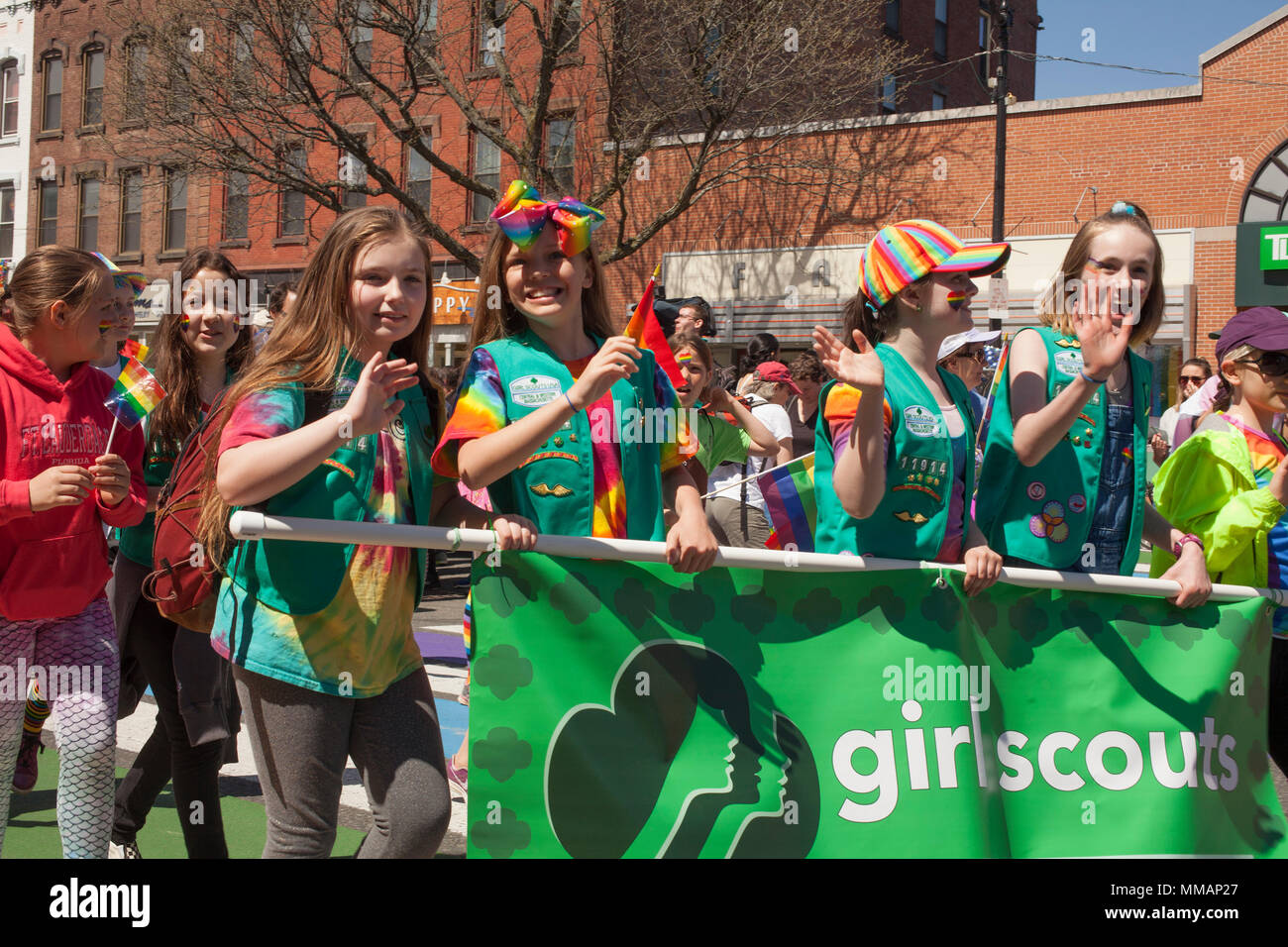 Gay Pride celebration on a sunny day in Northampton, Massachusetts. Stock Photo