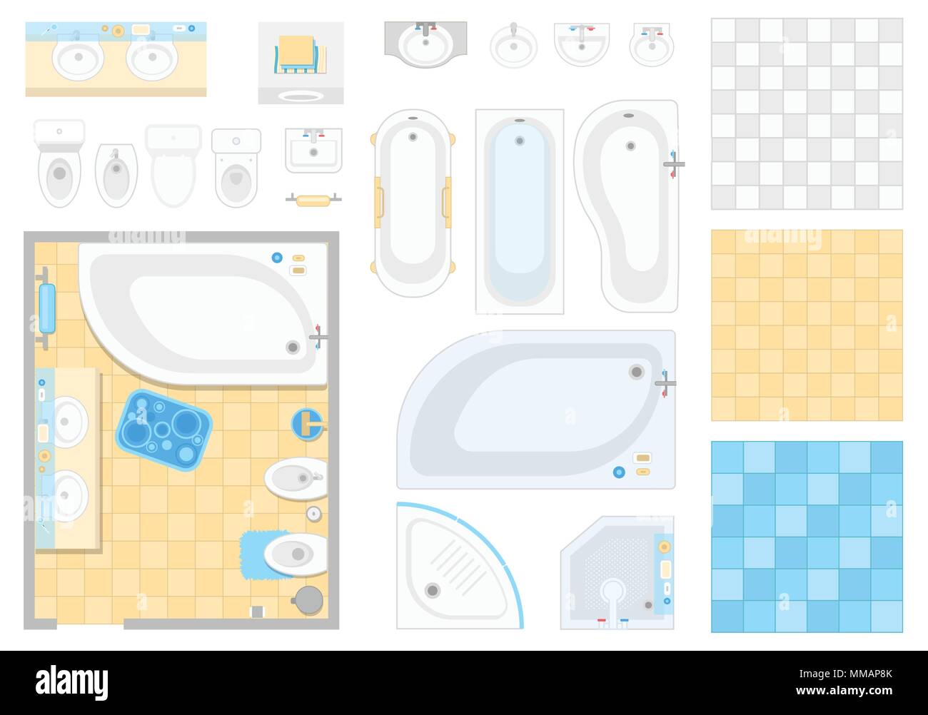 Bathroom elements - set of modern vector objects Stock Vector Image ...