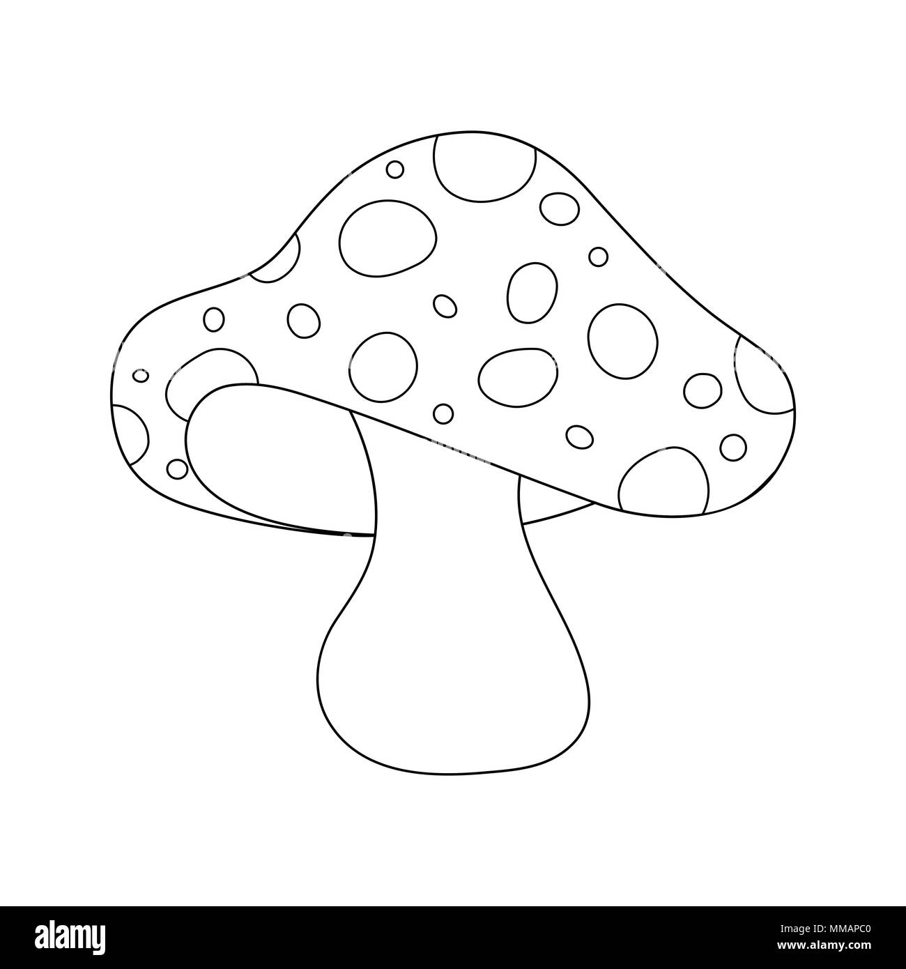 cartoon  toadstool outline isolated on white background Stock Vector