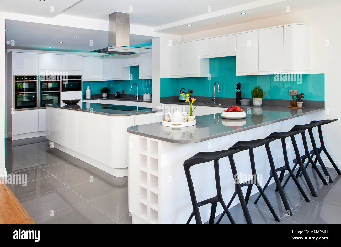 Home interior of white modern kitchen Stock Photo