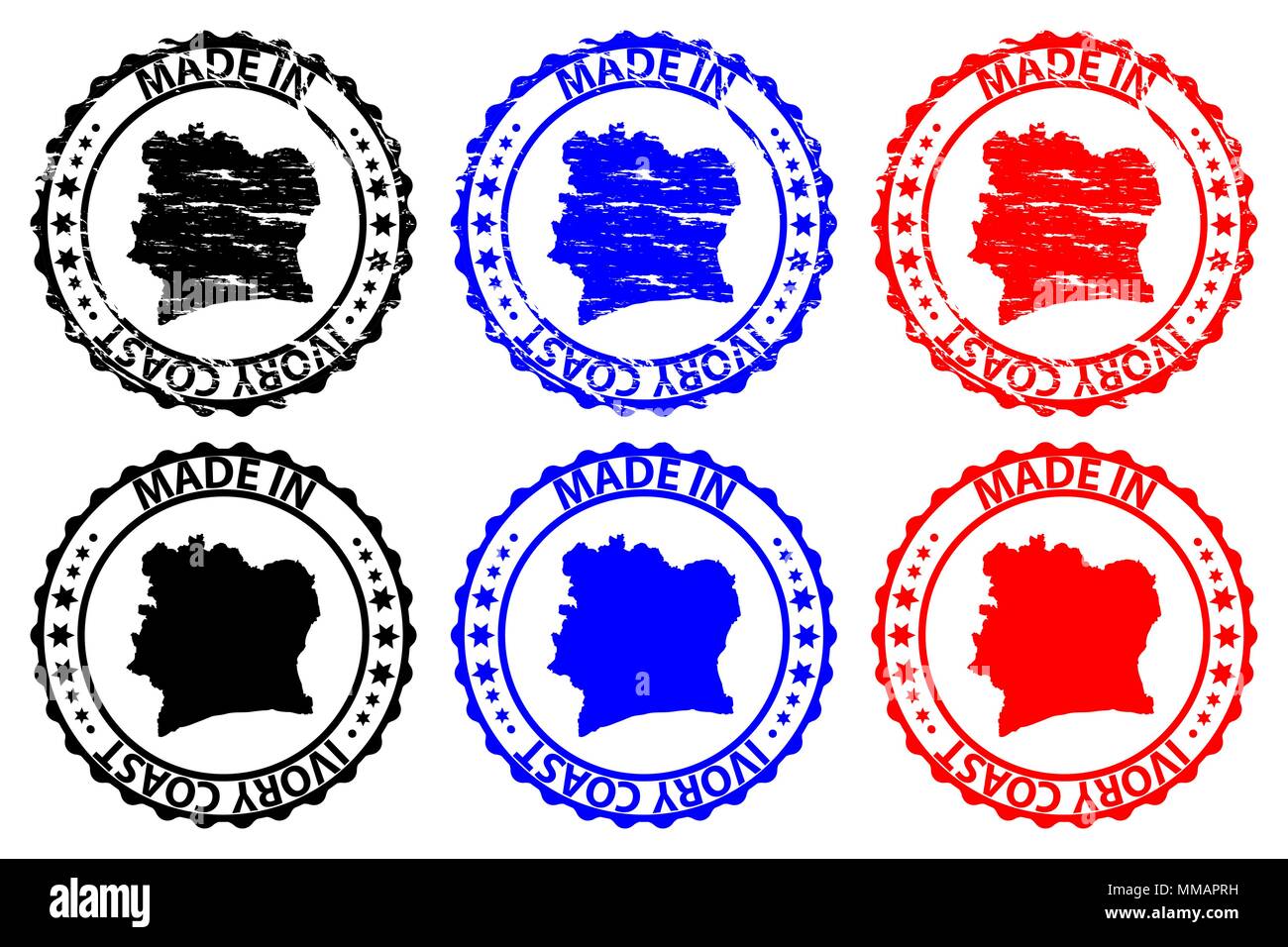 Made in Ivory Coast rubber stamp vector, Ivory Coast map pattern