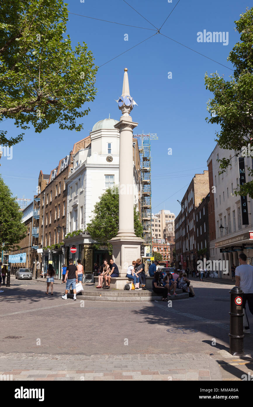 Seven Dials in Covent Garden on a sunny day. Stock Photo
