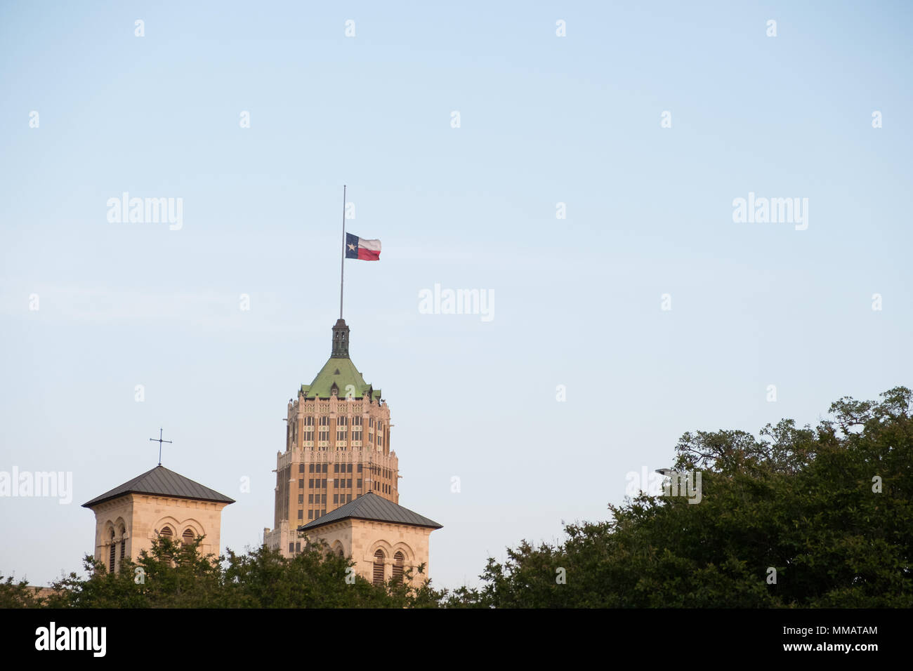 Texas Flag Half Mast San Antonio Stock Photo Alamy