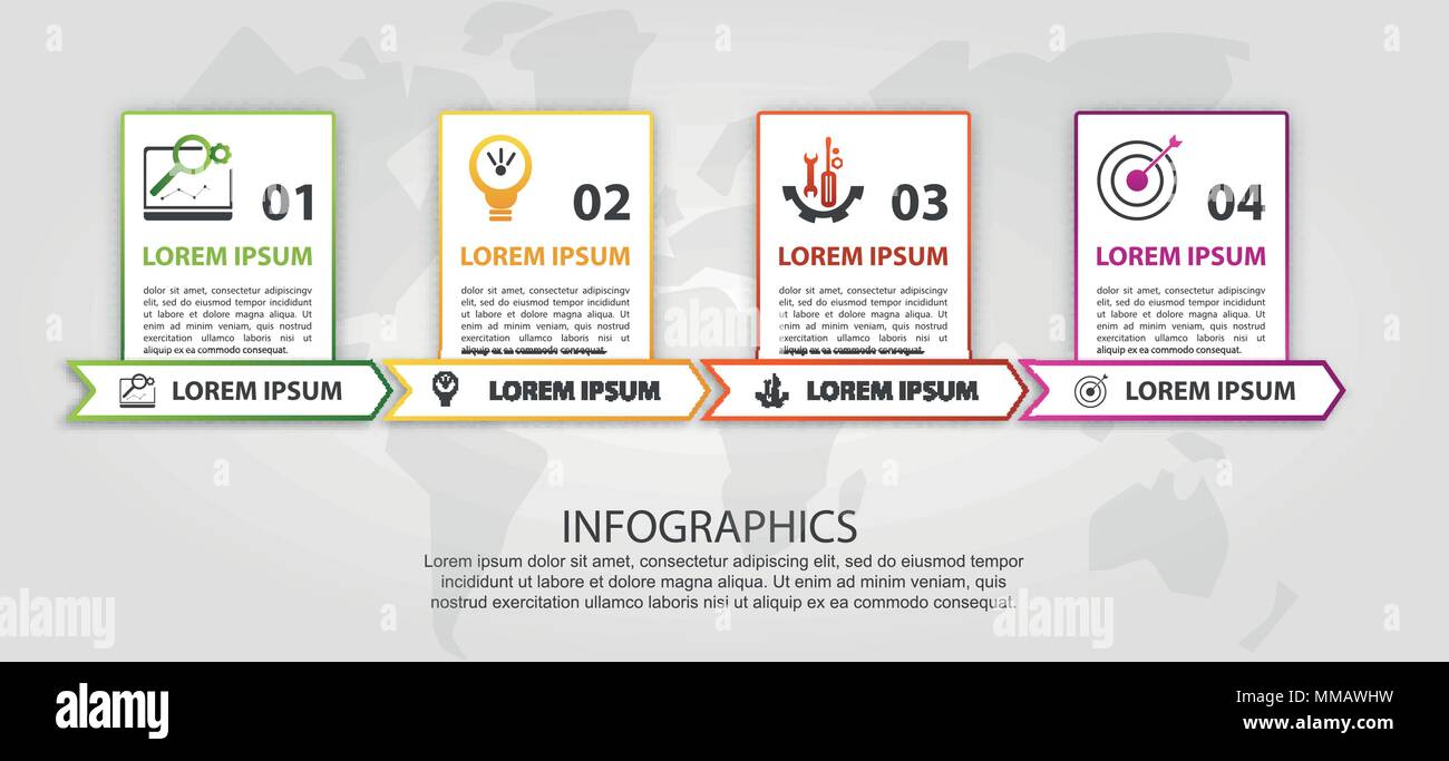 Vector illustration. An infographic template with 4 steps and an image ...