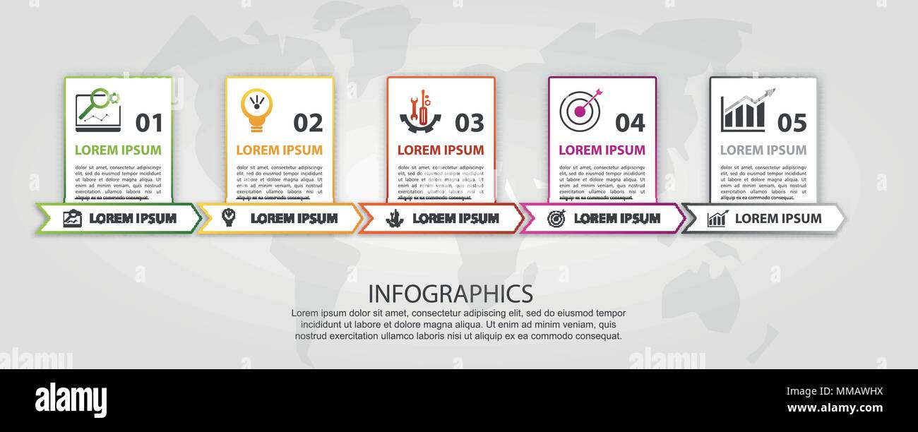 Vector illustration. An infographic template with 5 steps and an image ...