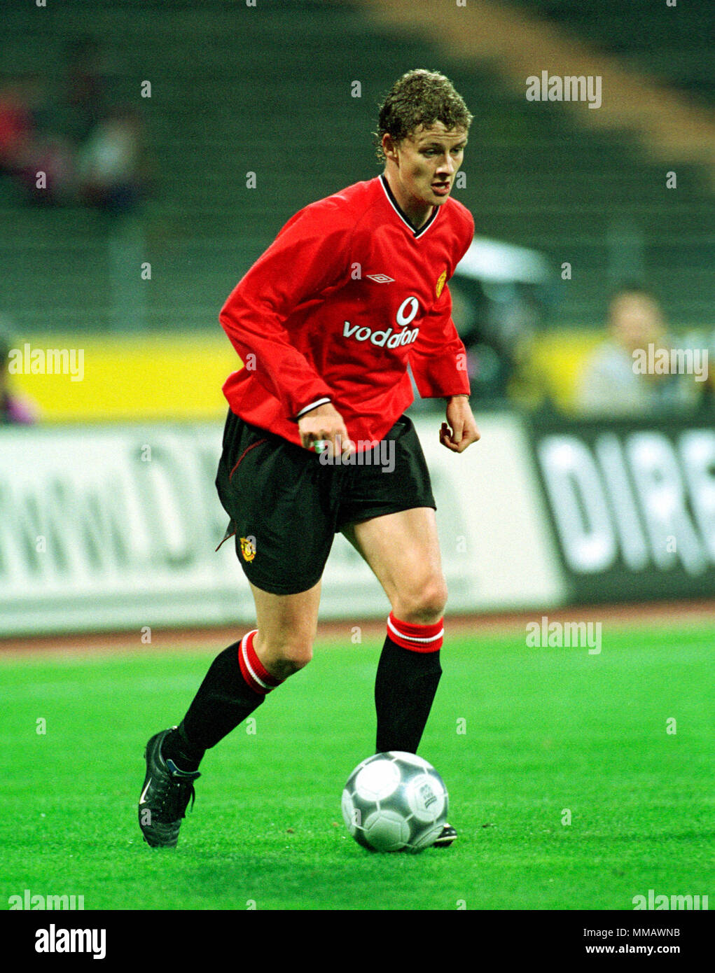 Football: Olympia Stadion Munich Germany 5.8.2000 , International friendly  match FC Bayern München (Munchen, Muenchen) vs ManchesterUnited 3:1 --- Ole  Gunnar SOLSKJAER, ManU Stock Photo - Alamy