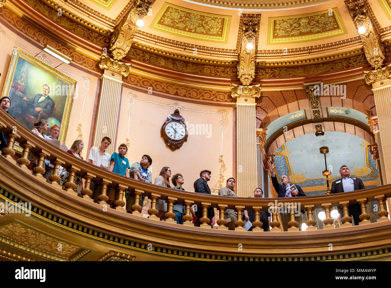 Lansing, Michigan A tour group in the rotunda of the Michigan State