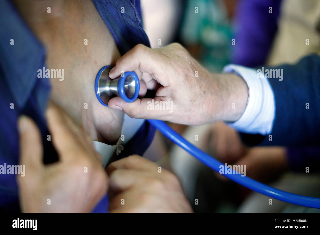 Free health clinic run by the Franciscan Missionaries of Mary. Medical consultation. Dalat. Vietnam. Stock Photo