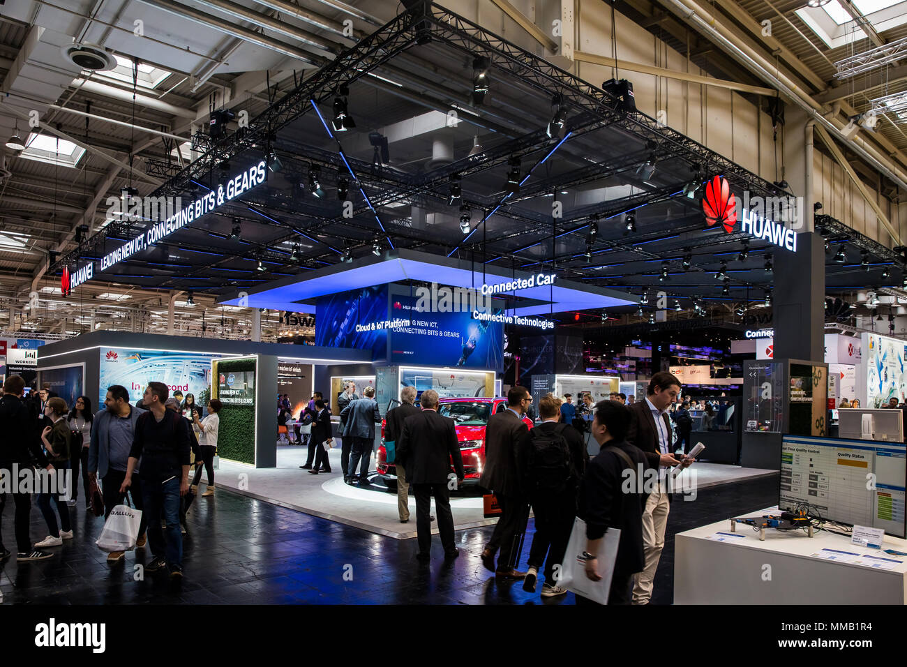 Hannover, Germany - April, 2018: Huawei booth stand on Messe fair in Hannover, Germany Stock Photo