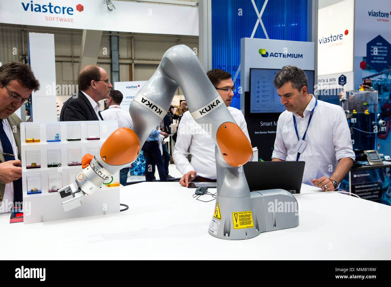 Hannover, - April, 2018: industrial robot with grippers Messe fair in Hannover, Germany Stock Photo - Alamy