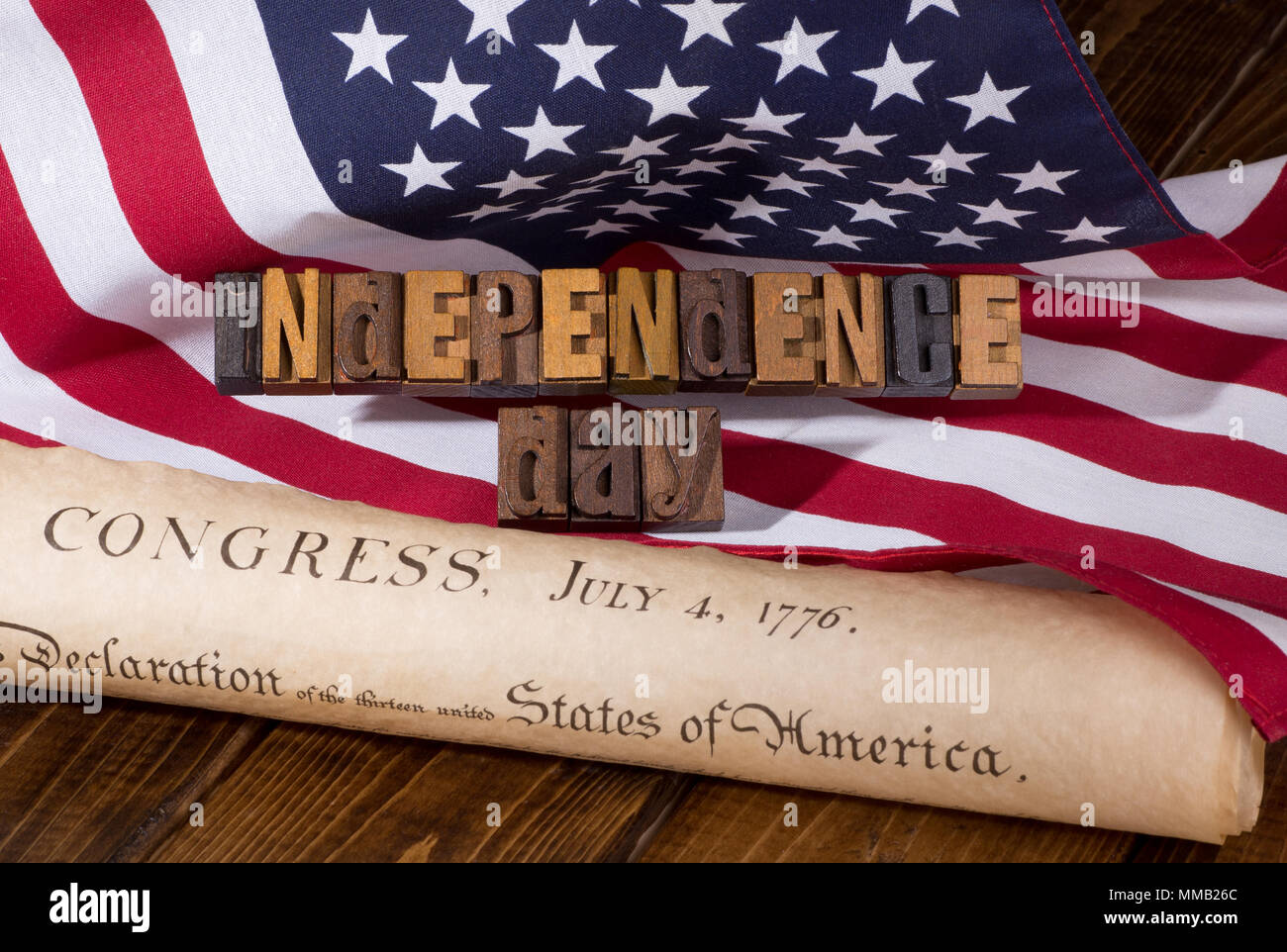 Independence Day Wooden Banner With The Declaration Of
