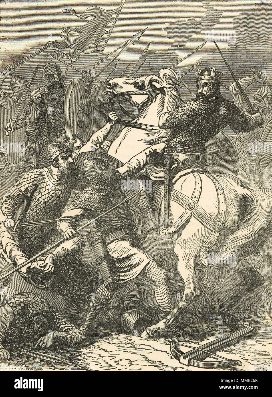 Capture of Stephen of Blois, taken prisoner at the battle of Lincoln, in 1141 Stock Photo