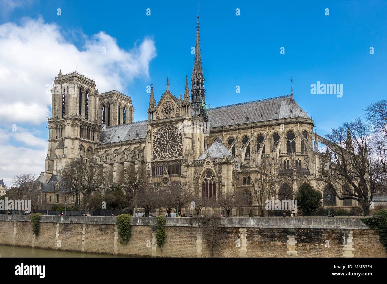 Notre Dame Cathedral from Quai de Montebello, Paris, France Stock Photo