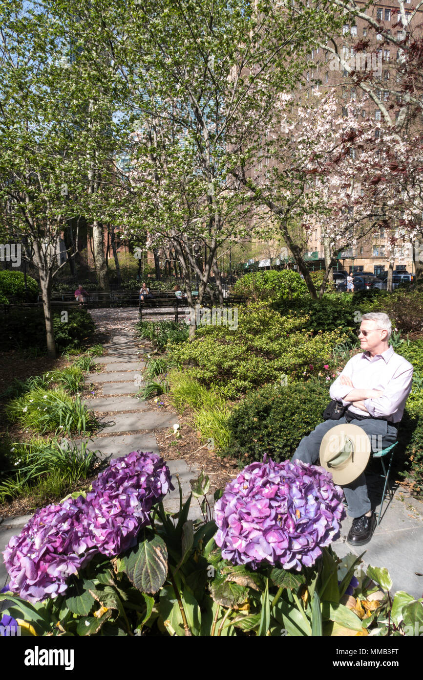 Tudor City Greens in Springtime, NYC, USA Stock Photo