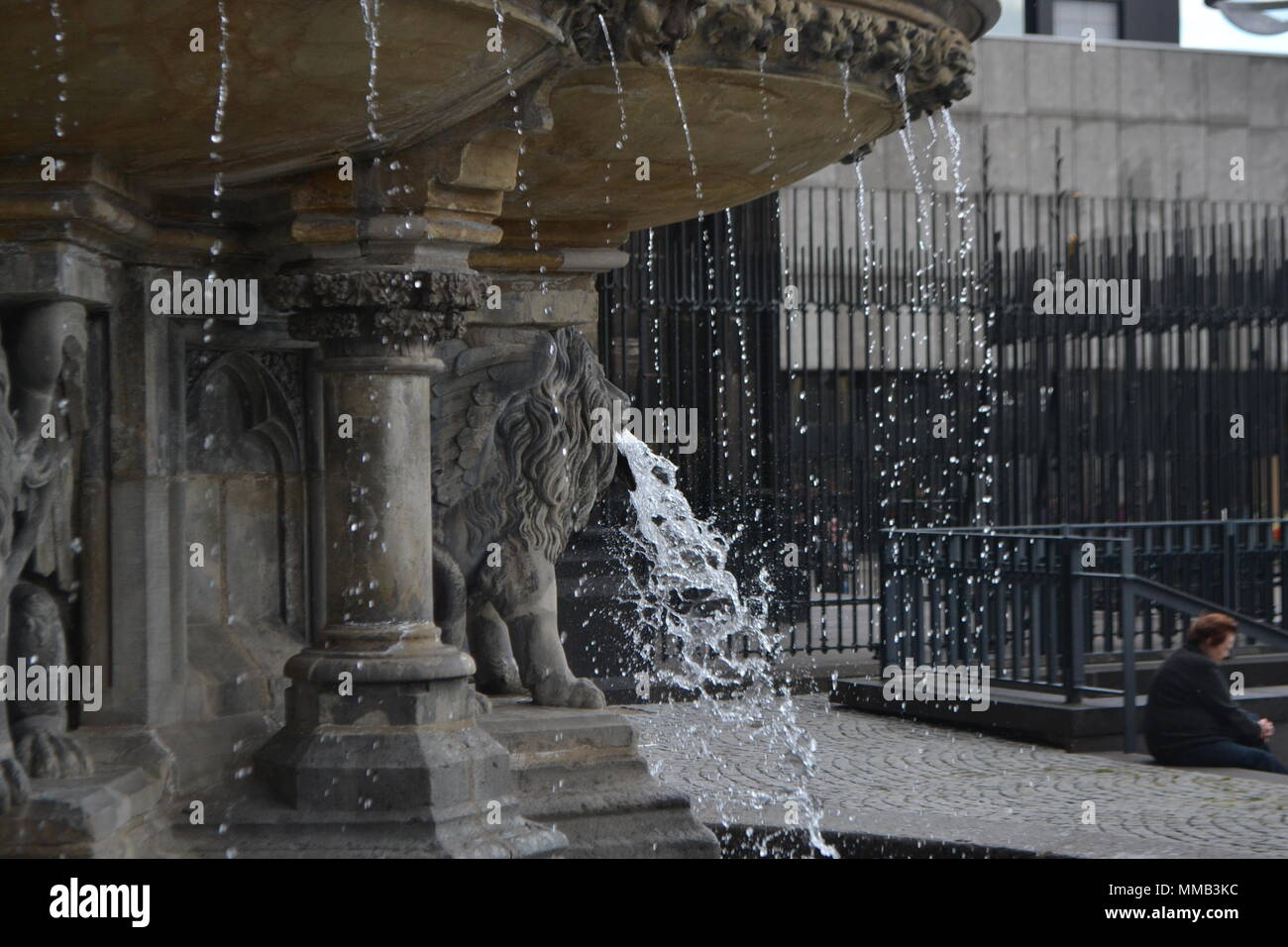Lions Fountain Water Cologne Germany Stock Photo