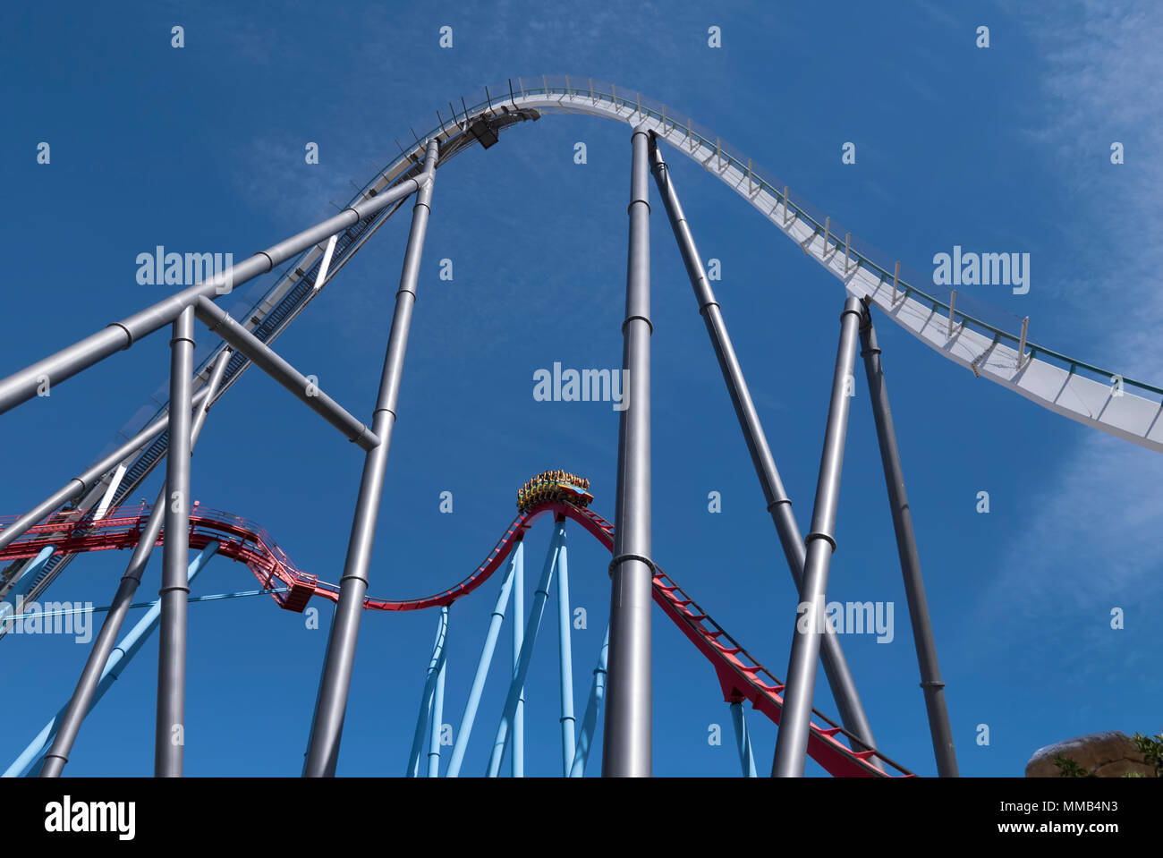 Shambhala and Dragon Khan roller coasters at Port Aventura World, Spain