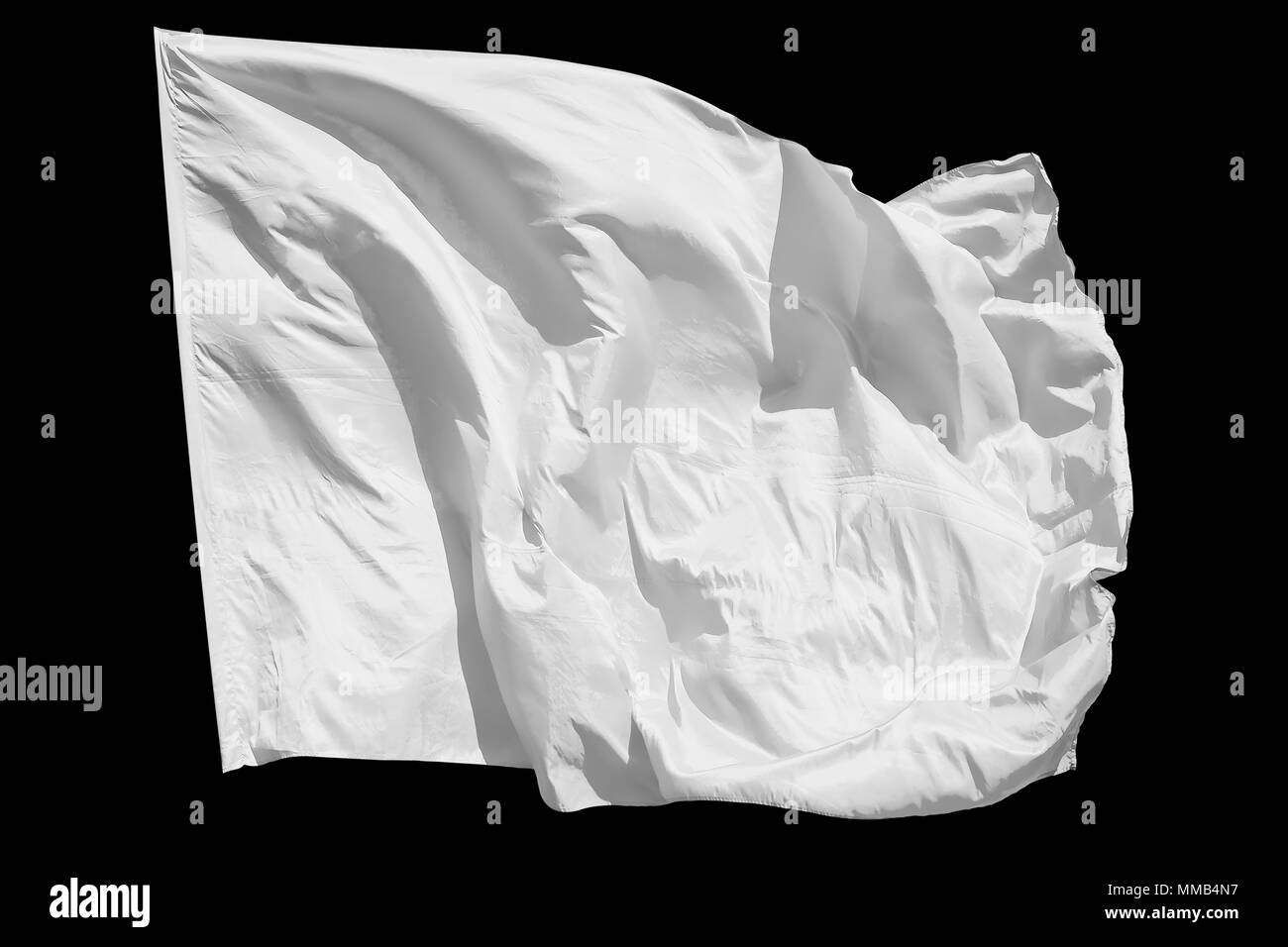 Blank white flag, isolated on black background Stock Photo Alamy