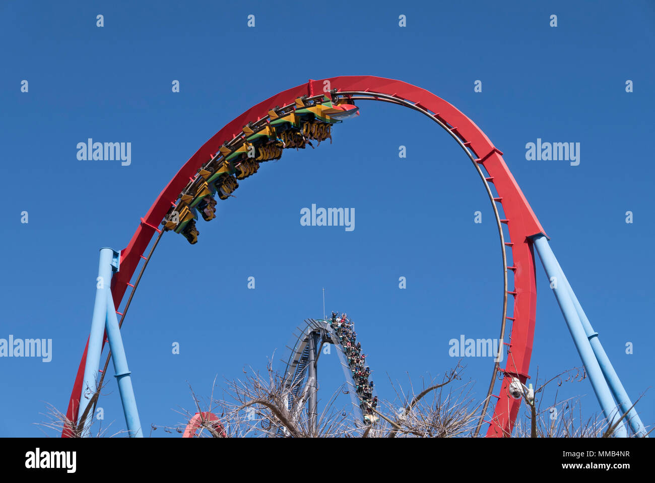 Dragon Khan Roller Coaster At Port Aventura World Spain Stock Photo dragon-khan-roller-coaster-at-port-aventura-world-spain-stock-photo