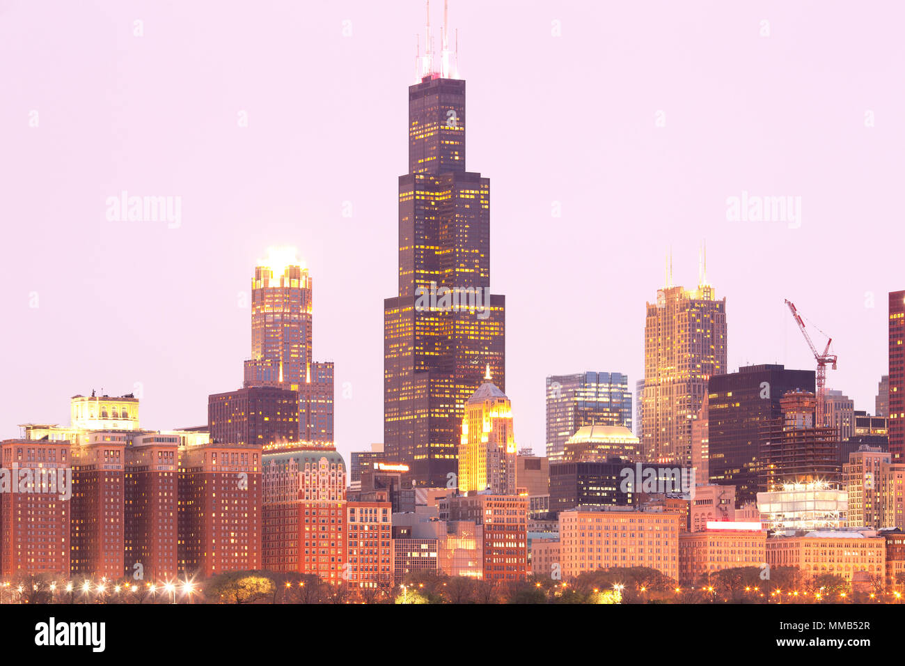 Skyline lakeshore city night hi-res stock photography and images - Alamy