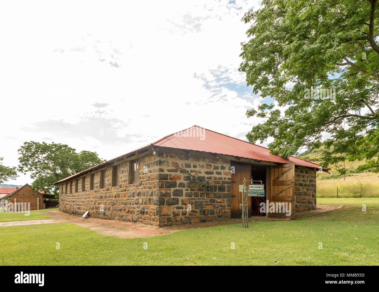 DUNDEE, SOUTH AFRICA - MARCH 21, 2018: The milkshed, an historic building at the Talana museum, the site of the first battle of the Anglo Boer War on  Stock Photo