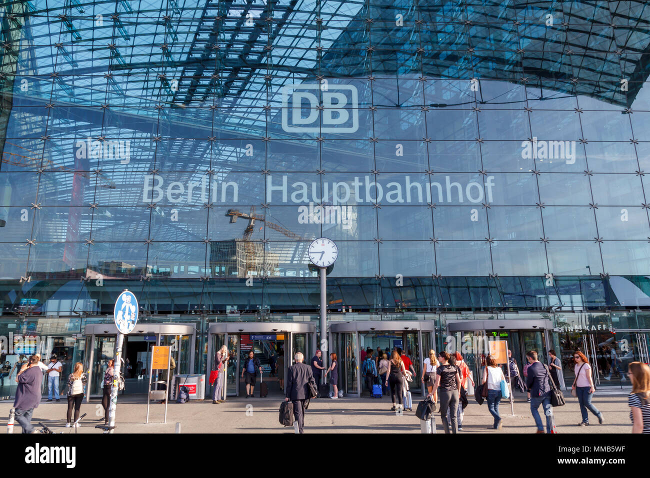 Main entrance at the central train station Berlin Hauptbahnhof, the 
