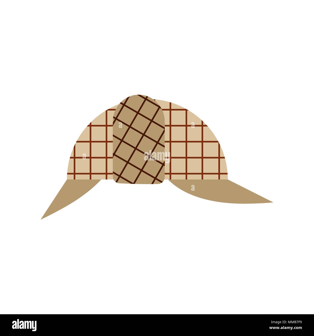 Cap private detective isolated. Hat Vector illustration Stock Vector